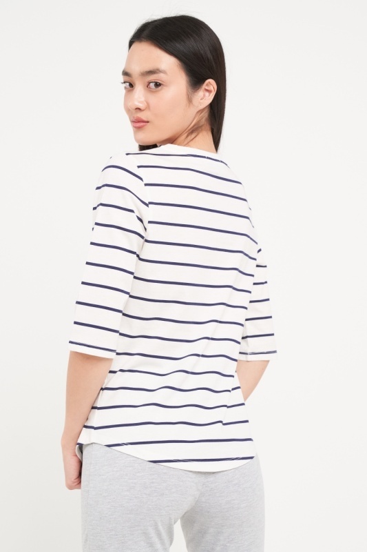 Lee Cooper - Tricou dama cu dungi si imprimeu grafic - Img 4