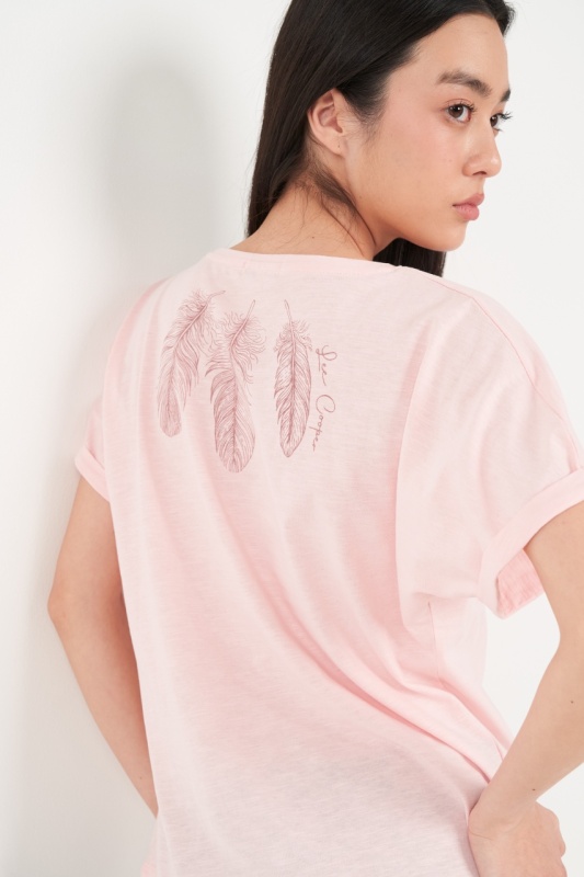Lee Cooper - Tricou dama cu maneca scurta de culoare uniforma - Img 4