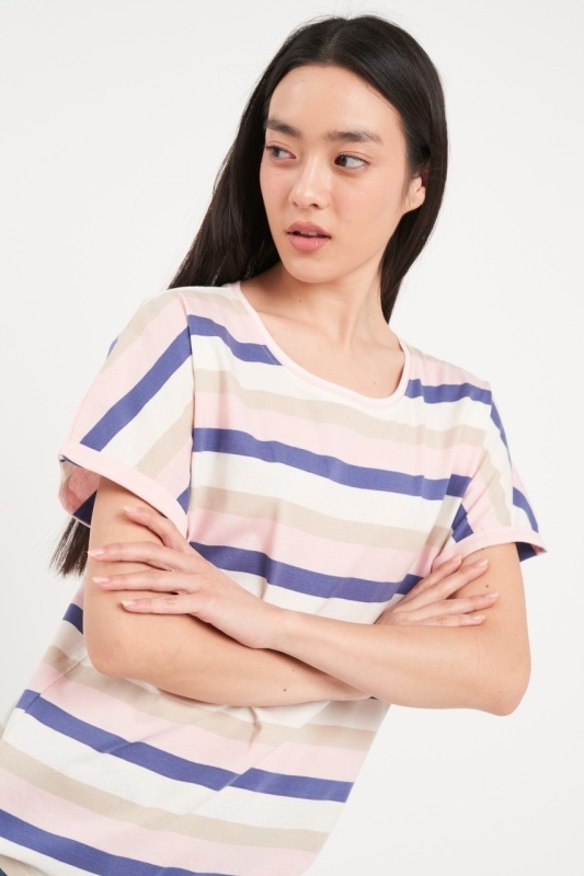 Lee Cooper - Tricou dama cu maneca scurta si dungi - Img 2