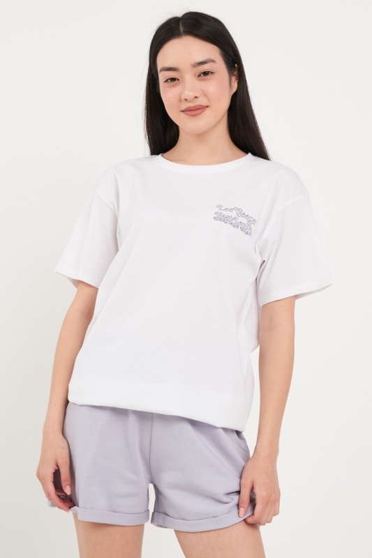 Lee Cooper - Tricou dama de culoare uniforma cu imprimeu text - Img 5
