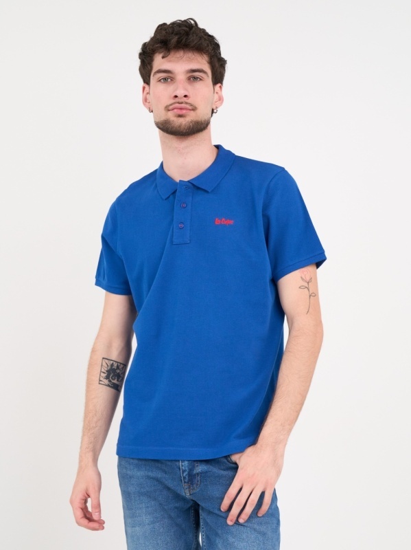 Lee Cooper - Tricou polo barbat de culoare uniforma - Img 5