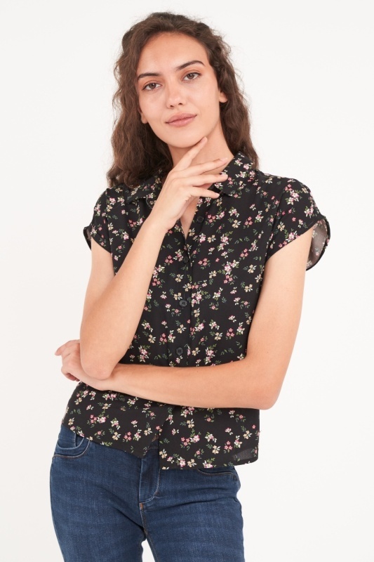 Timeout - Camasa dama maneca scurta cu imprimeu floral