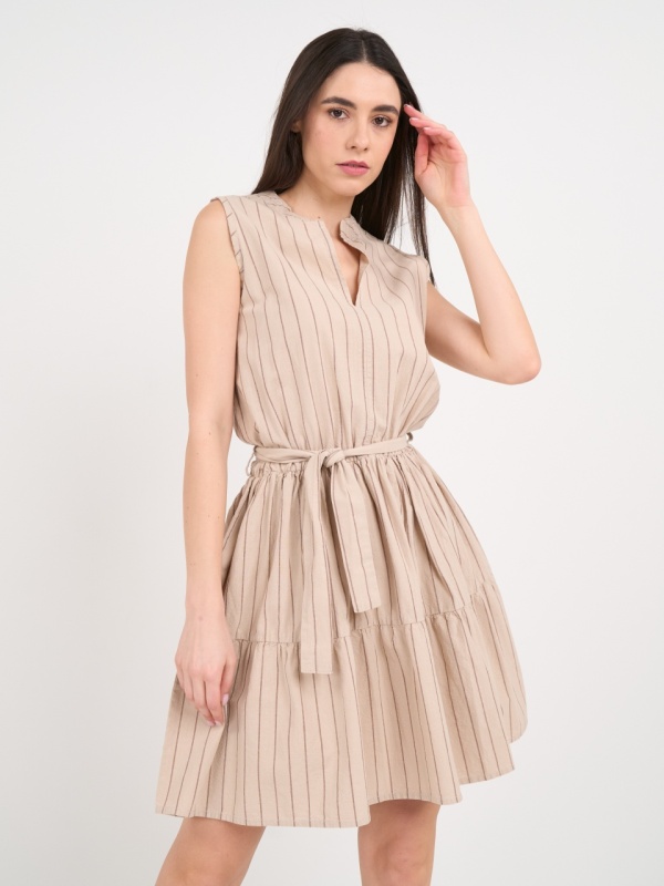 Timeout - Rochie dama de culoare uniforma cu dungi - Img 3