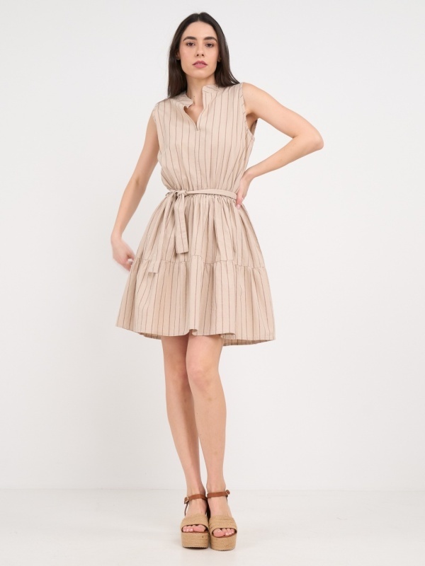 Timeout - Rochie dama de culoare uniforma cu dungi - Img 12