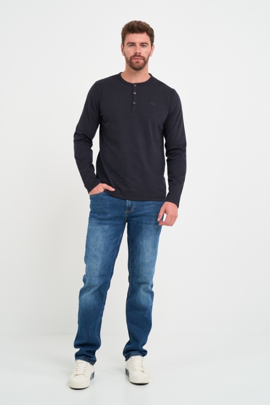 Timeout - Tricou barbat cu maneca lunga de culoare uniforma cu nasturi - Img 8