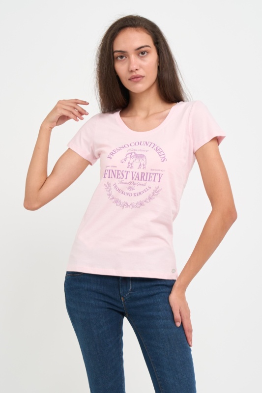 Timeout - Tricou dama cu imprimeu text grafic si logo