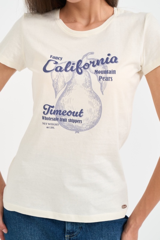 Timeout - Tricou dama cu logo si imprimeu grafic - Img 5
