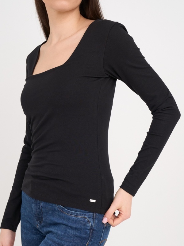 Timeout - Tricou dama cu maneca lunga de culoare uniforma - Img 2