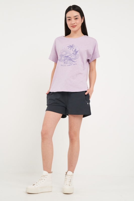Timeout - Tricou dama de culoare uniforma cu imprimeu grafic - Img 7