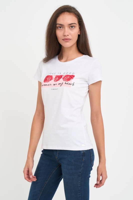 Timeout - Tricou dama maneca scurta cu imprimeu grafic floral - Img 7