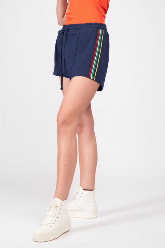 Kenvelo - Bermuda dama de culoare uniforma cu model in dungi