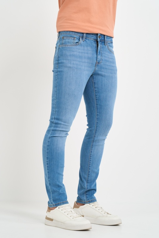 Kenvelo - Blugi barbat slim de culoare deschisa si usor decolorati - Img 6
