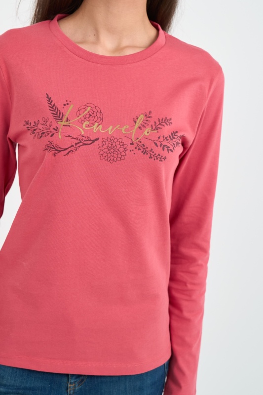 Kenvelo - Tricou dama cu maneca lunga cu imprimeu logo mentionat - Img 4