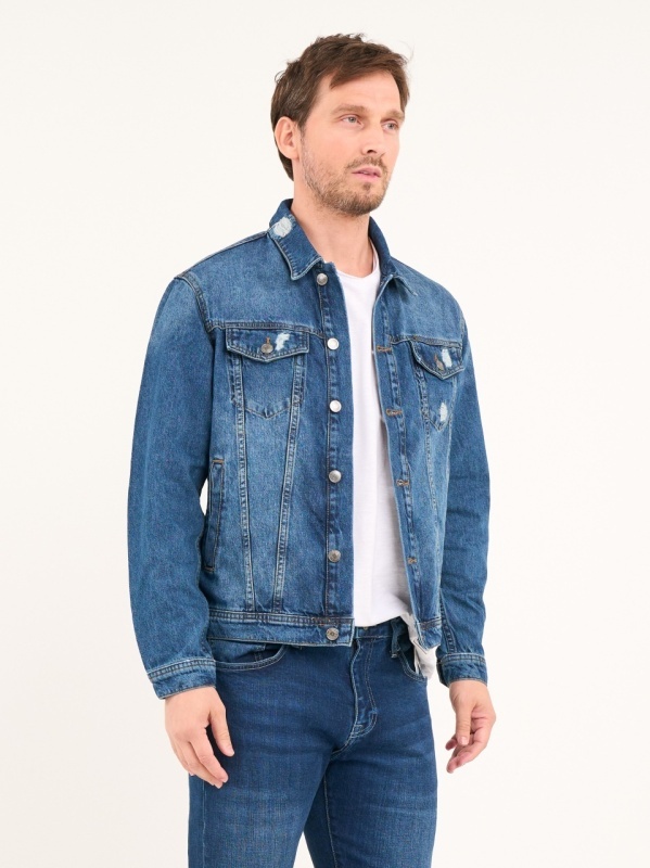 Lee Cooper - Jacheta barbat denim cu buzunare si aspect decolorat - Img 6