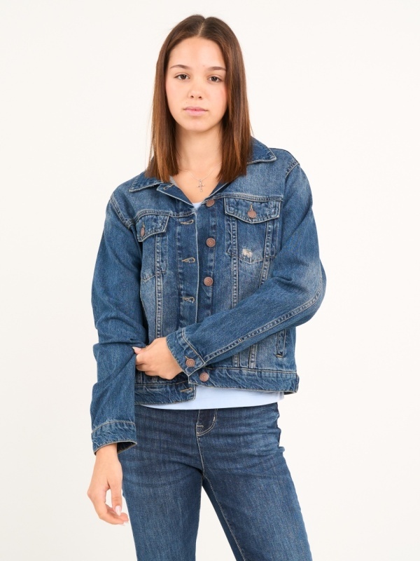 Lee Cooper - Jacheta dama denim cu buzunare si aspect decolorat - Img 7