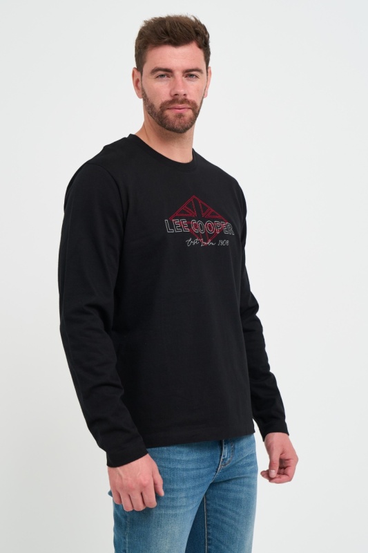 Lee Cooper - Tricou barbat cu maneca lunga cu imprimeu logo - Img 5