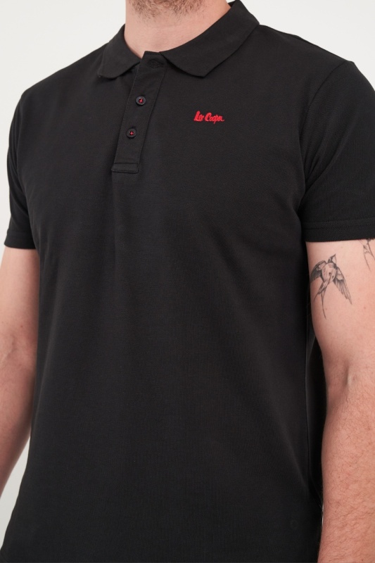 Lee Cooper - Tricou barbat polo de culoare uniforma - Img 4