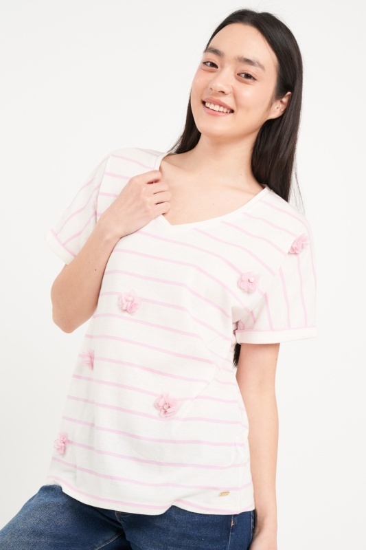Lee Cooper - Tricou dama cu dungi si detalii - Img 4