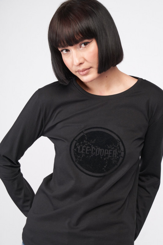 Lee Cooper - Tricou dama cu maneca lunga din bumba cu imprimeu