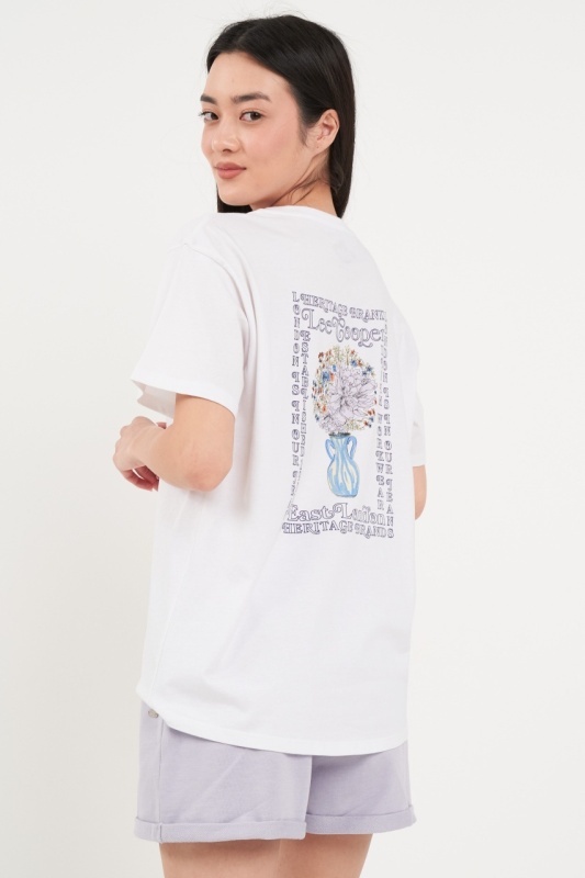 Lee Cooper - Tricou dama de culoare uniforma cu imprimeu text - Img 2