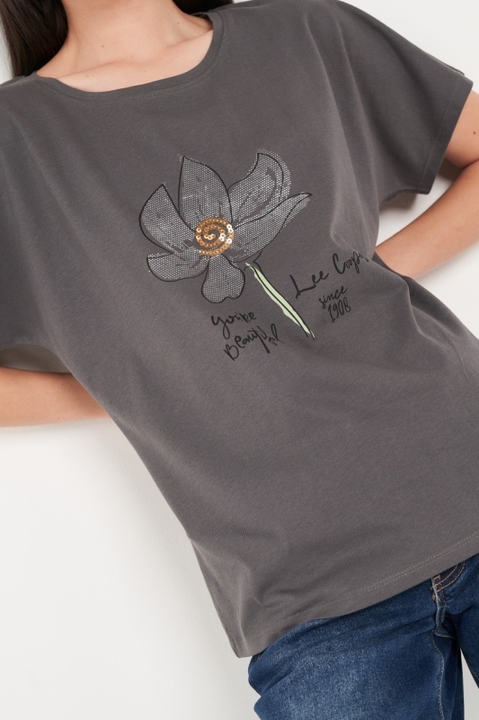 Lee Cooper - Tricou dama maneca scurta si detalii grafice - Img 3