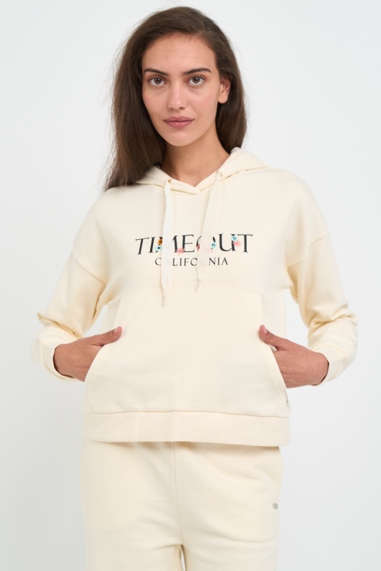 Timeout - Hanorac dama cu gluga si imprimeu logo