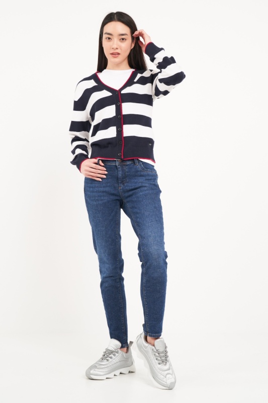 Timeout - Pulover dama tip cardigan cu model in dungi - Img 6