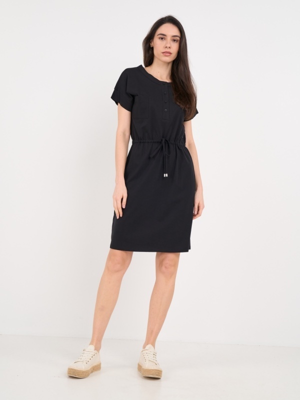 Timeout - Rochie dama de culoare uniforma cu nasturi - Img 11