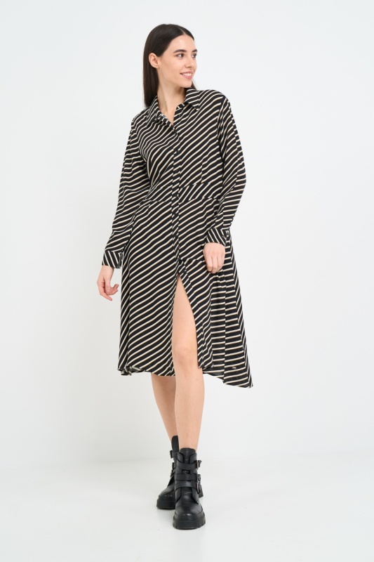 Timeout - Rochie dama de lungime medie cu model in dungi - Img 11