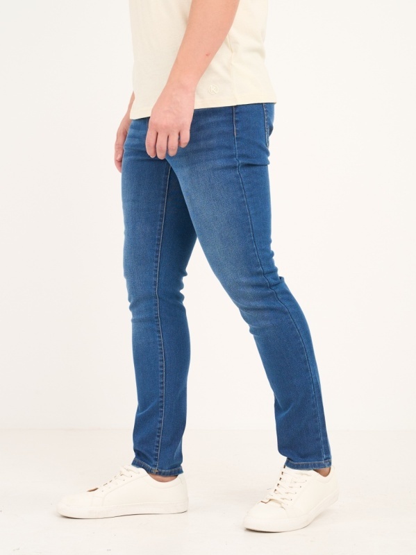 Kenvelo - Blugi barbat slim cu aspect usor decolorat - Img 5