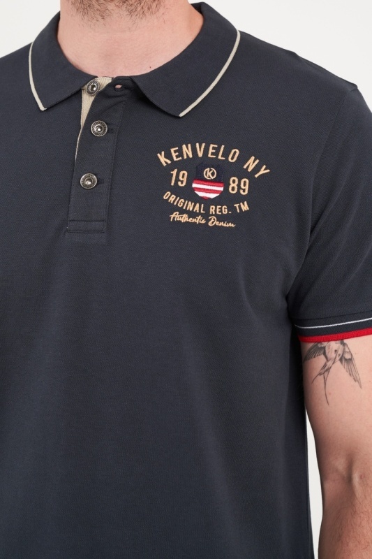 Kenvelo - Tricou barbat polo cu detalii logo - Img 2