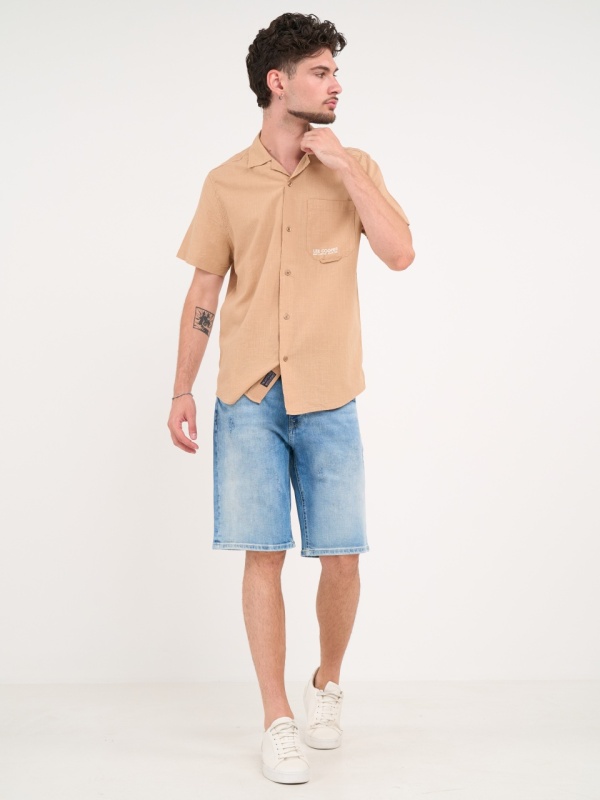 Lee Cooper - Bermude barbat din denim de culoare deschisa - Img 10