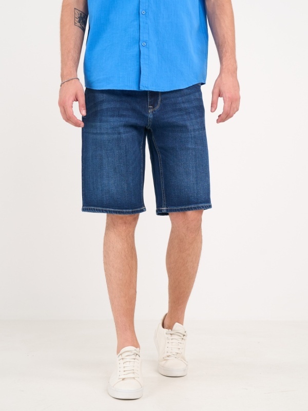 Lee Cooper - Bermude barbat din denim de culoare inchisa - Img 9