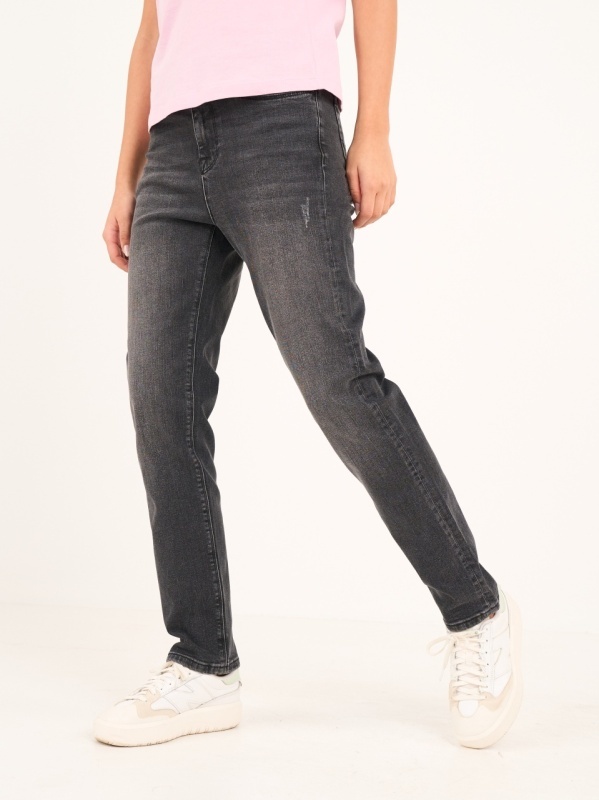 Lee Cooper - Blugi dama girlfriend de culoare inchisa cu aspect decolorat - Img 6