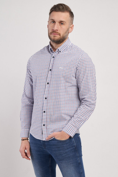 Lee Cooper - Camasa maneca lunga barbat in carouri cu nasturi la guler