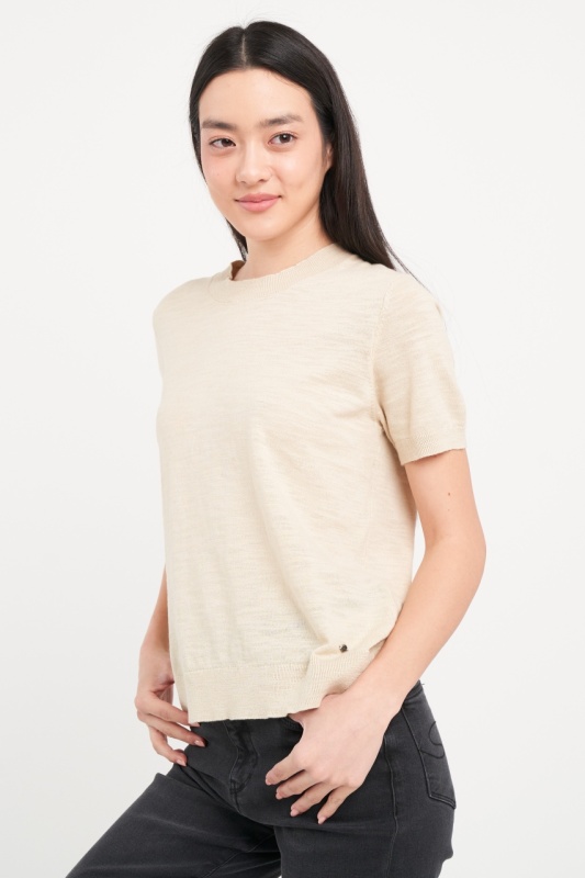 Lee Cooper - Pulover dama cu maneca scurta de culoare uniforma - Img 5