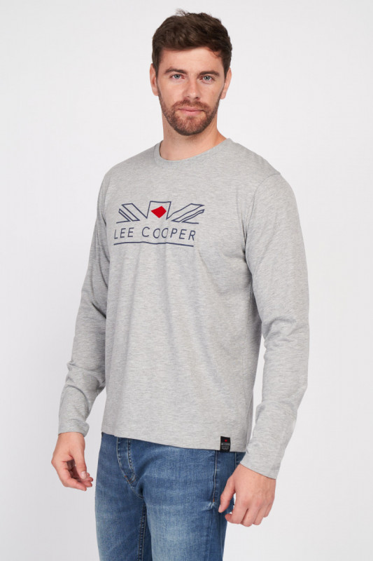 Lee Cooper - Tricou barbat cu maneca lunga cu imprimeu logo