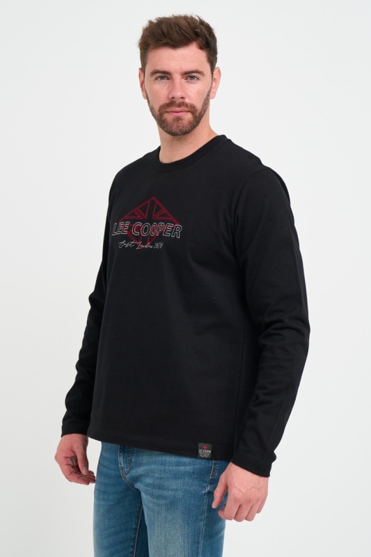 Lee Cooper - Tricou barbat cu maneca lunga cu imprimeu logo - Img 6