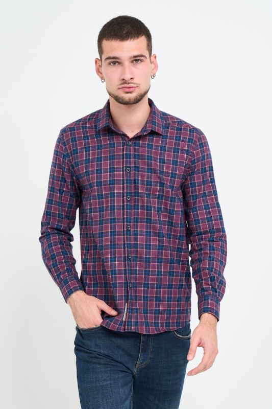Timeout - Camasa barbat regular cu model in carouri mici