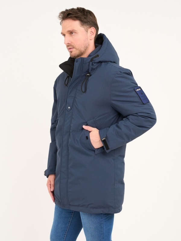Timeout - Jacheta barbat groasa cu gluga si detalii logo - Img 6