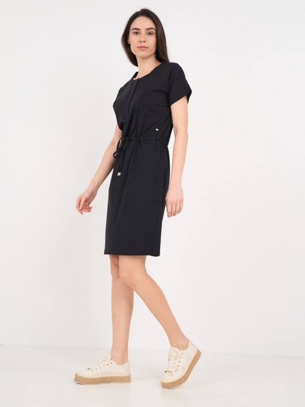 Timeout - Rochie dama de culoare uniforma cu nasturi - Img 8