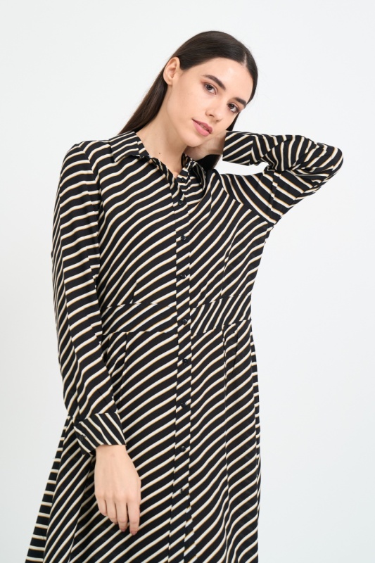 Timeout - Rochie dama de lungime medie cu model in dungi - Img 3