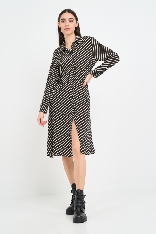 Timeout - Rochie dama de lungime medie cu model in dungi - Img 12