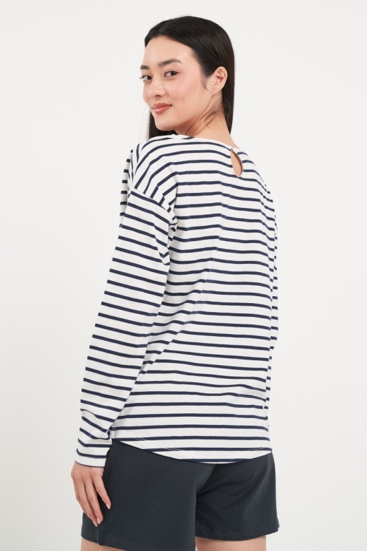 Timeout - Tricou dama cu maneca lunga si dungi - Img 3