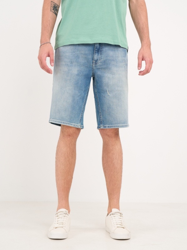 Kenvelo - Bermude barbat din denim cu rupturi si aspect decolorat - Img 6
