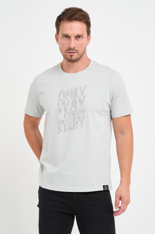 Kenvelo - Tricou barbat cu detalii grafice si logo aplicat