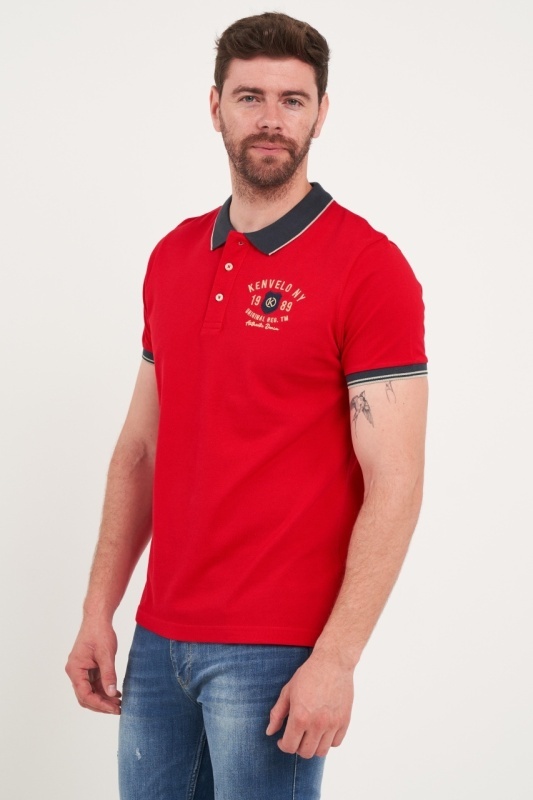 Kenvelo - Tricou barbat polo cu detalii logo - Img 6
