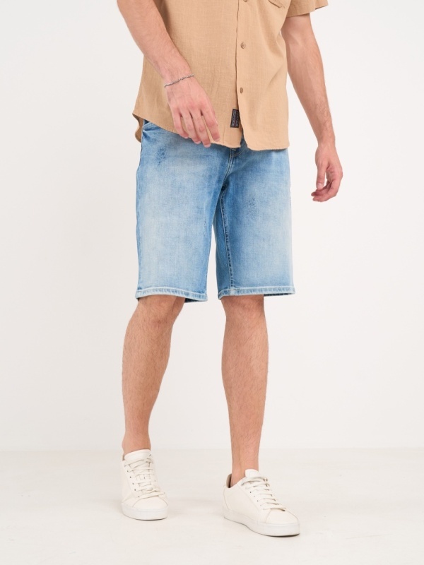 Lee Cooper - Bermude barbat din denim de culoare deschisa - Img 8