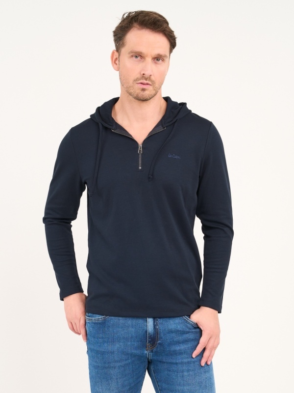 Lee Cooper - Hanorac barbat cu gluga de culoare uniforma - Img 2