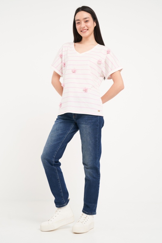 Lee Cooper - Tricou dama cu dungi si detalii - Img 7